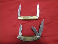 2 Old Timer pocket knives: 1 is 2-in-1, 1 is 3 in1
