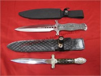 2 knives: 1 no name double sided 5.5" blade w/