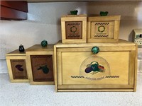 5pc Wooden Canisters & Bread Box
