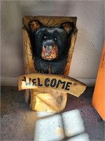 Small Welcome Wood Carved Bear