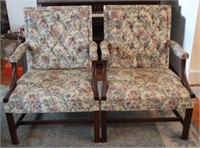 Pair Tufted back arm chairs, 39 x 29 x 25