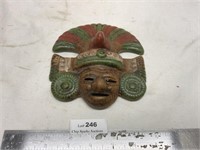 Aztec Mayan Mask Pottery Wall Hanging