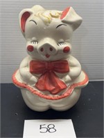 1940's Bisque Girl Pig Cookie Jar