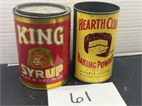 (2) vintage advertisement cans; empty