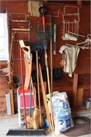 Rakes, Brooms, Shovels, Bird Seed & Folding Chairs