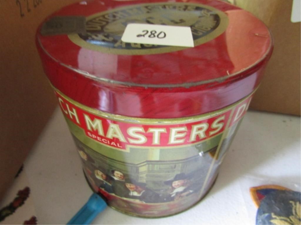 DUTCH MASTER TIN CAN WITH DICE, KEYCHAINS AND MORE