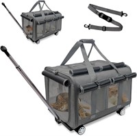 GJEASE Cat Rolling Carrier for 2 Cats  35 LBS