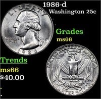 1986-d Washington Quarter 25c Grades GEM+ Unc
