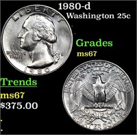 1980-d Washington Quarter 25c Grades GEM++ Unc