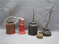 5 Assorted Vintage/Antique Metal Oil Cans