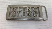 Silvertone Belt Buckle Bling Bling