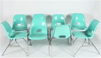 Krueger, Eight Teal Shell Chairs