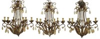 3) GILT METAL & SPECKLED RESIN 6-LIGHT CHANDELIERS