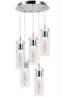 5-Light Pendant Ceiling Fixture LED, Bubble Glass