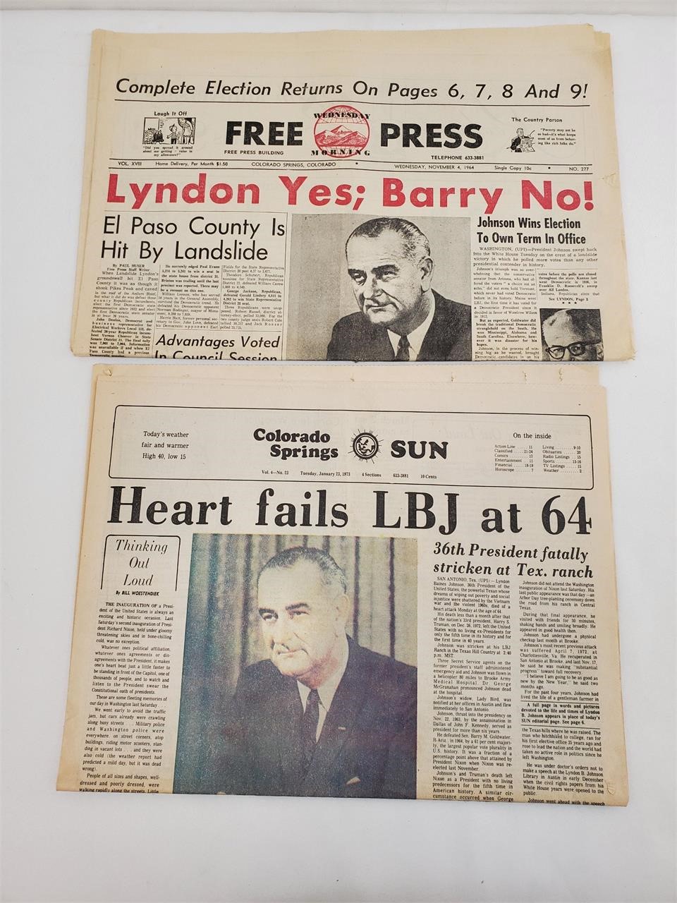 President Lyndon Johnson Vintage Newspapers