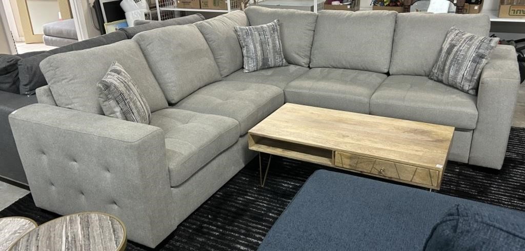 Modern Gray Upholstered Sectional with Sleeper