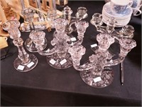 Six crystal candlesticks: two pairs,