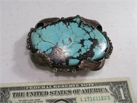 Early PAWN Silver/Turquoise Belt Buckle ONE Stone
