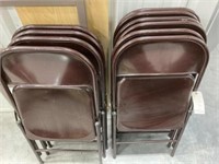 10 Brown Metal Folding Chairs