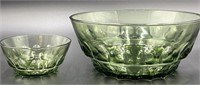 2 Vintage Green Thumbprint Bowls