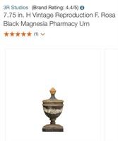 Vintage Reproduction F. Rosa Black Magnesia Urn