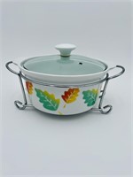 Stoneware Autumn Caserole Dish w/lid & Stand
