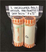 Coins, two uncirculated rolls, national park