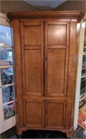 EARLY MIXED WOOD CORNER CABINET