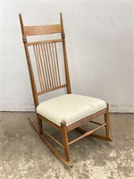 Wooden Rocking Chair w/ Upholstered Seat