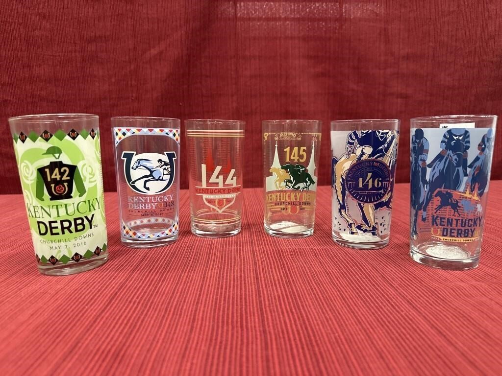 Six Official Kentucky Derby Mint Julep Glasses: