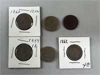 (6) Indian Head Cents- 1859, 60, 62, 63, 64, 65