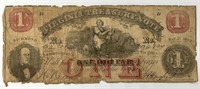 1862 VA Treasury Note $1 Confederate Currency