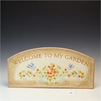 Vintage porcelain Welcome To My Garden wall plaque