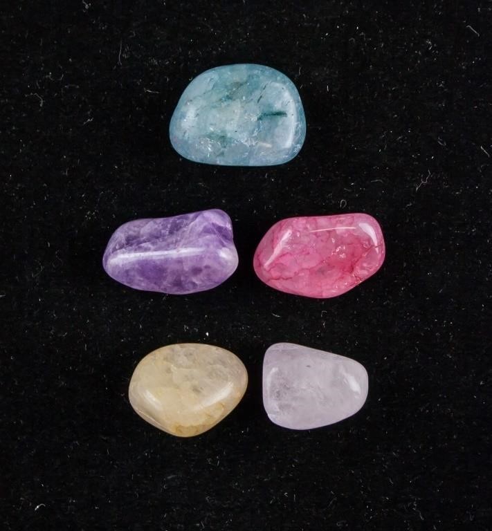 Five Natural Semi Precious Marbled Stones