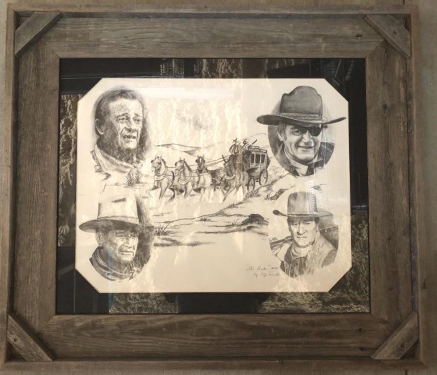 "The Duke" Rustic Framed Art