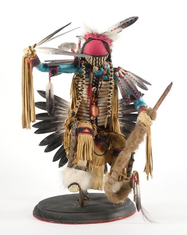 Kachina Doll Eagle Dancer, Leather, Ornate