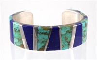 Navajo Sterling Lapis Turquoise Cuff