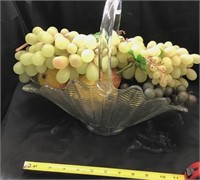 Glass Basket With Plastic Fruit