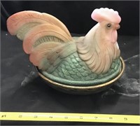 Fenton Folk Art Hen On Nest