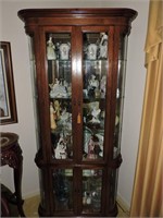 20th C. Mahogany Two-Section Curved Glass Curio