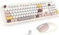 Colorful Wireless Keyboard Mouse Combo - 2.4G Roun