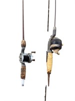 Vintage Fishing Rod and Reel with Metal Handle and