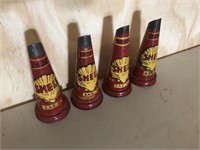 4 x  tin oil bottle tops repro Shell