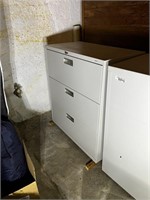 2- 3 drawer wide metal filing cabinets