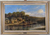 Attrib to William Pitt 25x40 O/C "On the Yare"