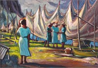 Floyd D Hopper 19.5x28 O/B "Drying Nets"