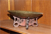 Etched Chinese Brass Plate On Stand