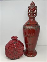 Decorative Pottery Vase and Tall Jar