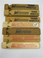 8 Wooden Train Whistles