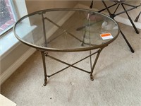 Brass Directiore Style Oval Coffee Table